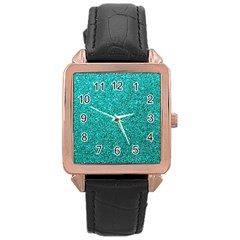 Aqua Glitter Rose Gold Leather Watch  by snowwhitegirl