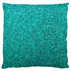 Aqua Glitter Large Flano Cushion Case (two Sides) by snowwhitegirl