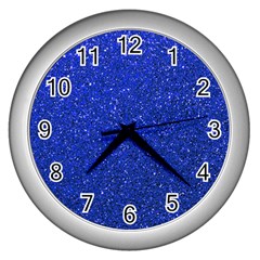 Blue Glitter Wall Clock (silver) by snowwhitegirl