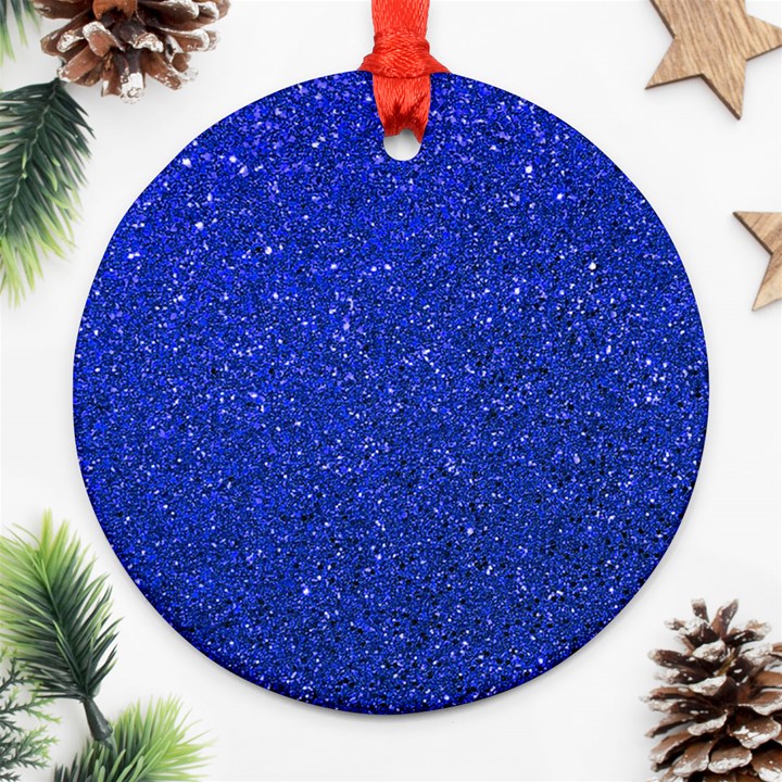 Blue Glitter Round Ornament (Two Sides)