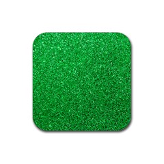 Green Glitter Rubber Coaster (square)  by snowwhitegirl