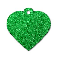 Green Glitter Dog Tag Heart (two Sides) by snowwhitegirl