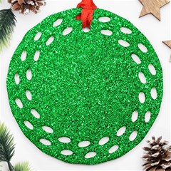 Green Glitter Ornament (round Filigree) by snowwhitegirl