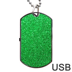 Green Glitter Dog Tag Usb Flash (two Sides) by snowwhitegirl