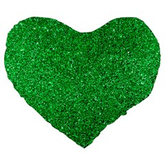 Green Glitter Large 19  Premium Heart Shape Cushions by snowwhitegirl