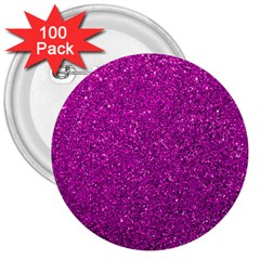 Pink  Glitter 3  Buttons (100 Pack) 