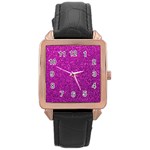 Pink  Glitter Rose Gold Leather Watch  Front