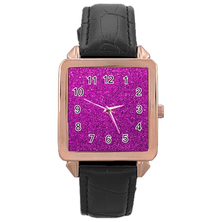 Pink  Glitter Rose Gold Leather Watch 