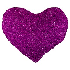 Pink  Glitter Large 19  Premium Flano Heart Shape Cushions by snowwhitegirl