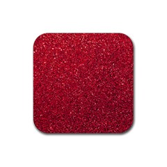 Red  Glitter Rubber Coaster (square)  by snowwhitegirl