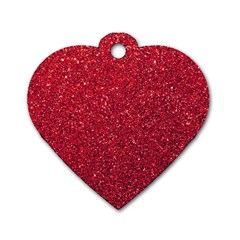 Red  Glitter Dog Tag Heart (two Sides) by snowwhitegirl