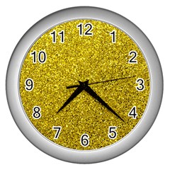 Gold  Glitter Wall Clock (silver) by snowwhitegirl