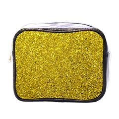 Gold  Glitter Mini Toiletries Bag (one Side) by snowwhitegirl