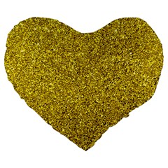 Gold  Glitter Large 19  Premium Heart Shape Cushions by snowwhitegirl