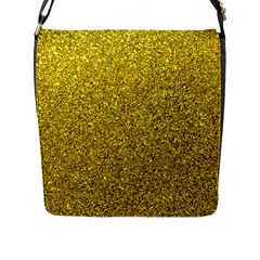 Gold  Glitter Flap Closure Messenger Bag (l) by snowwhitegirl