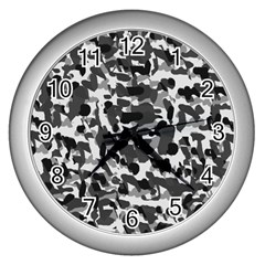 Grey Camo Wall Clock (silver) by snowwhitegirl