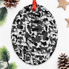 Grey Camo Oval Filigree Ornament (two Sides) by snowwhitegirl