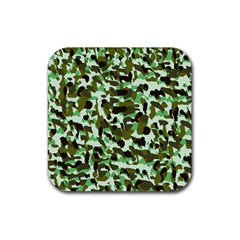 Brownish Green Camo Rubber Coaster (square)  by snowwhitegirl