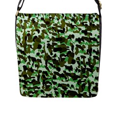 Brownish Green Camo Flap Closure Messenger Bag (l) by snowwhitegirl