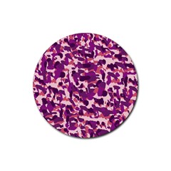 Pink Camo Rubber Coaster (round)  by snowwhitegirl