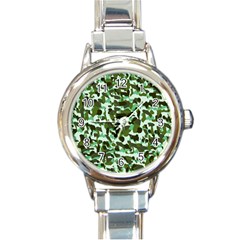 Green Camo Round Italian Charm Watch