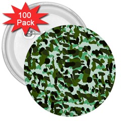 Green Camo 3  Buttons (100 pack) 