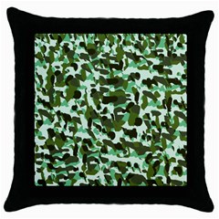 Green Camo Throw Pillow Case (Black)