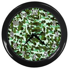 Green Camo Wall Clock (Black)