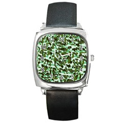 Green Camo Square Metal Watch