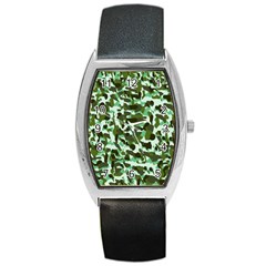 Green Camo Barrel Style Metal Watch