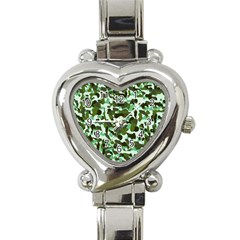 Green Camo Heart Italian Charm Watch