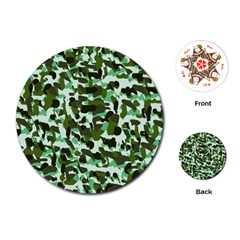 Green Camo Playing Cards (Round) 