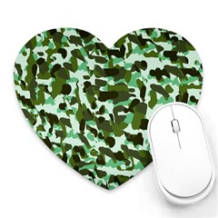 Green Camo Heart Mousepads