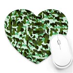 Green Camo Heart Mousepads Front