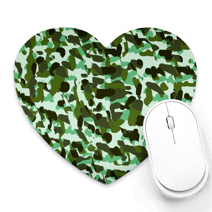 Green Camo Heart Mousepads