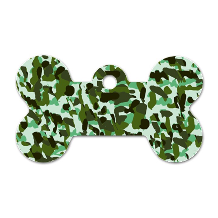 Green Camo Dog Tag Bone (Two Sides)