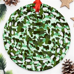 Green Camo Ornament (Round Filigree)