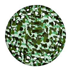 Green Camo Round Filigree Ornament (Two Sides)