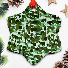 Green Camo Snowflake Ornament (Two Sides)