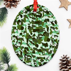 Green Camo Oval Filigree Ornament (Two Sides)