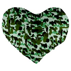 Green Camo Large 19  Premium Heart Shape Cushions