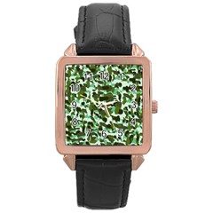 Green Camo Rose Gold Leather Watch 