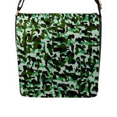 Green Camo Flap Closure Messenger Bag (L)