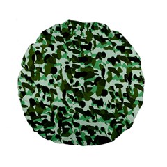 Green Camo Standard 15  Premium Flano Round Cushions