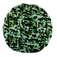 Green Camo Large 18  Premium Flano Round Cushions