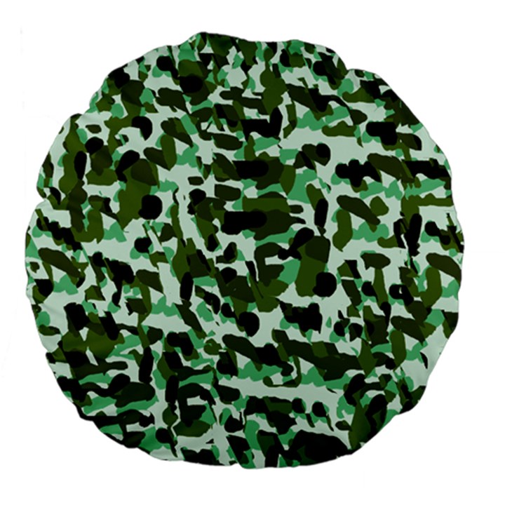 Green Camo Large 18  Premium Flano Round Cushions