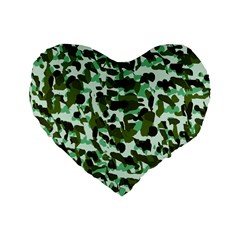 Green Camo Standard 16  Premium Flano Heart Shape Cushions