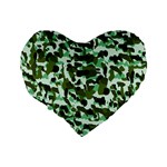 Green Camo Standard 16  Premium Flano Heart Shape Cushions Back