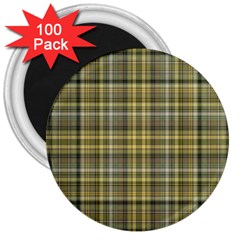 Yellow Plaid 3  Magnets (100 Pack)