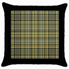 Yellow Plaid Throw Pillow Case (black) by snowwhitegirl